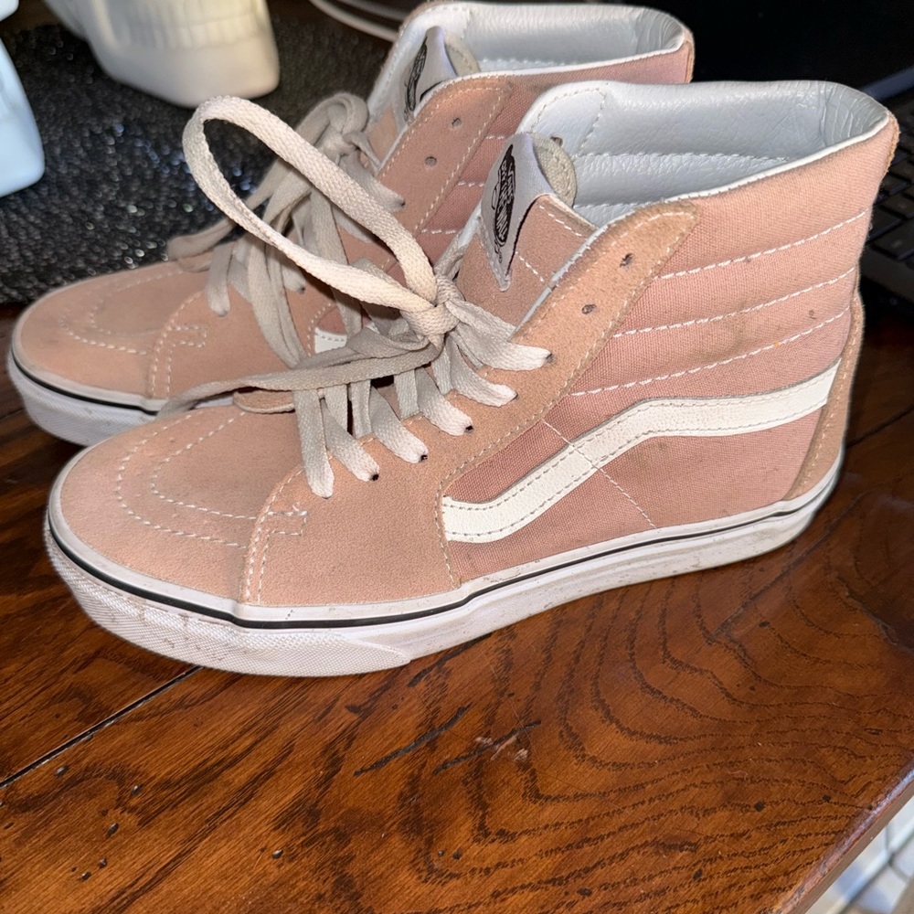 Vans Women's High-Top Sneakers - Light Pink and White